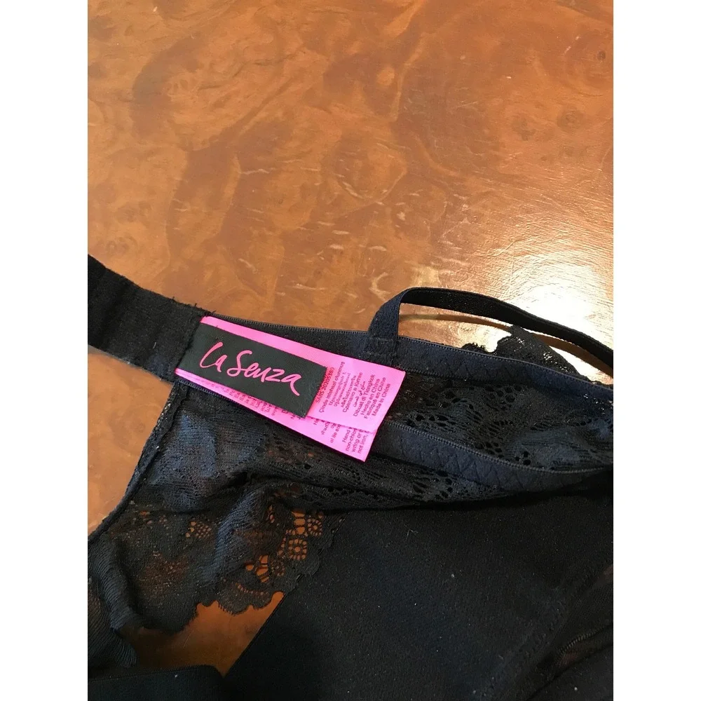 La Senza Black Lace‎ Longline Push Up Bralette Keyhole Back Medium